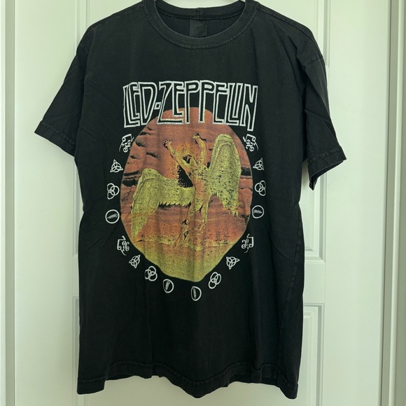 Other - Led Zeppelin 2005 Angel Swan Song Graphic Band T-Shirt Black Tee Mens Small